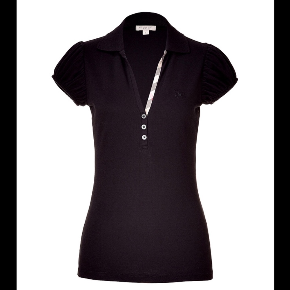 BURBERRY BRIT Trench Cotton Puff Sleeve Polo Shirt